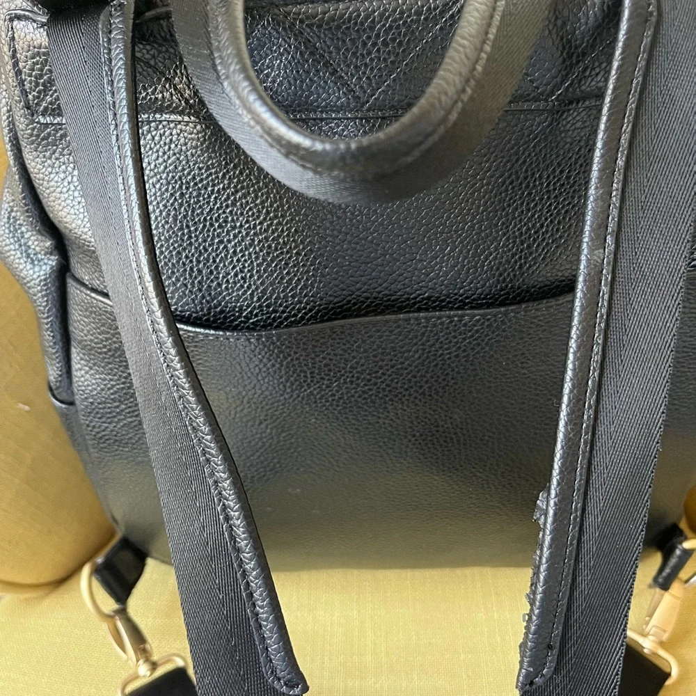 Freshly Picked Black Backpack Diaper Bag with Gold Hardware